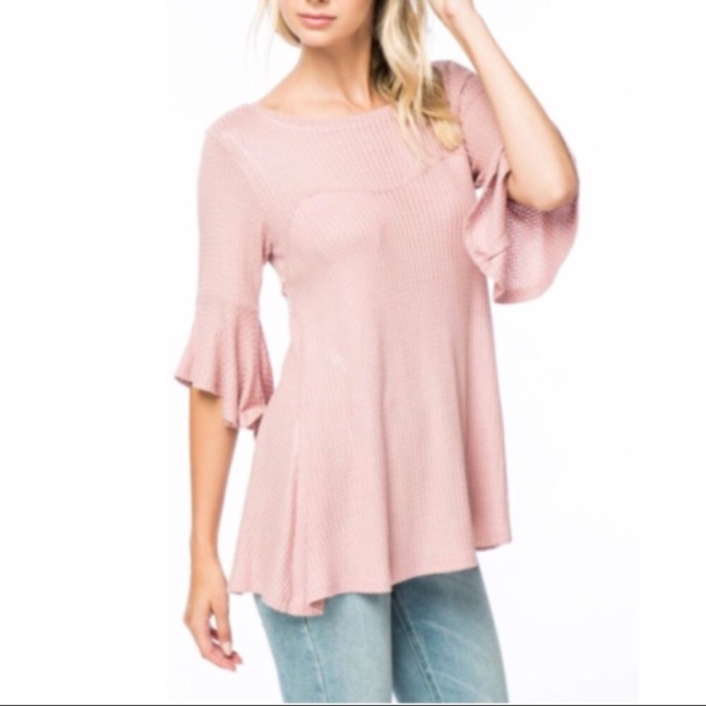 2 LEFT- Mauve Bell Sleeves Top